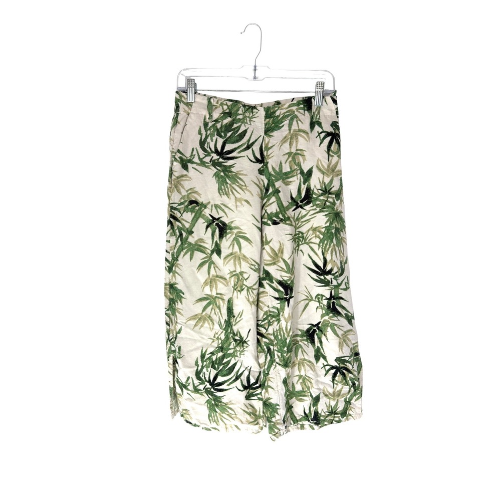 J. Jill Pants Tropical Print Resort Wear Linen Blend Vacation Cropped XS Petite